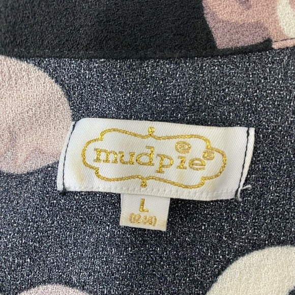 Mud Pie Floral Long-Sleeve Shirt Dress Lace-Up Neckline Womens Size Large - Picture 4 of 9